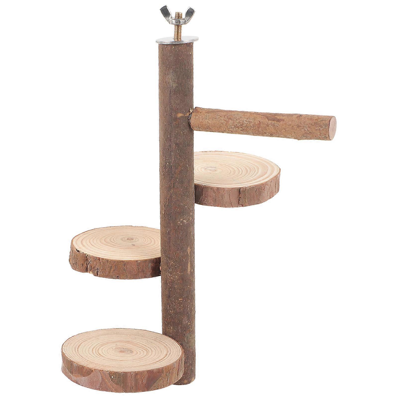 Natural Wood Perch Stand Parrot Owners Indoor Use Exercise Toy 25x17cm 1Pcs