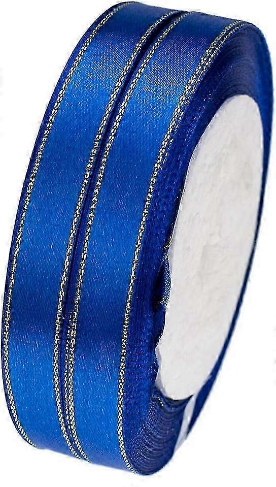 50 Yards of 3/8 Inch Wide Single-face Satin Ribbon with Gold Edges, Ideal for Floral Design, Gift Wrapping, and Craft Projects, 2 Rolls of 2