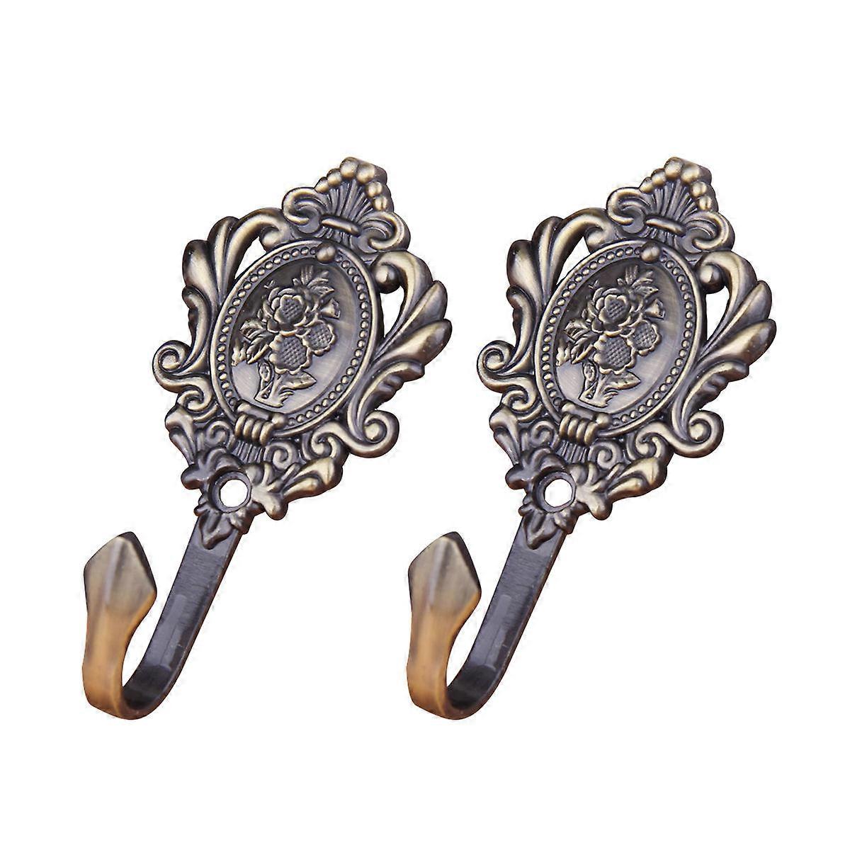 Drapery Hooks Zinc Alloy Vintage Rose Pattern Curtain Holdbacks for Homeowners Bronze 10.00X10.00X5.00CM Hanging Curtains 1 Pair