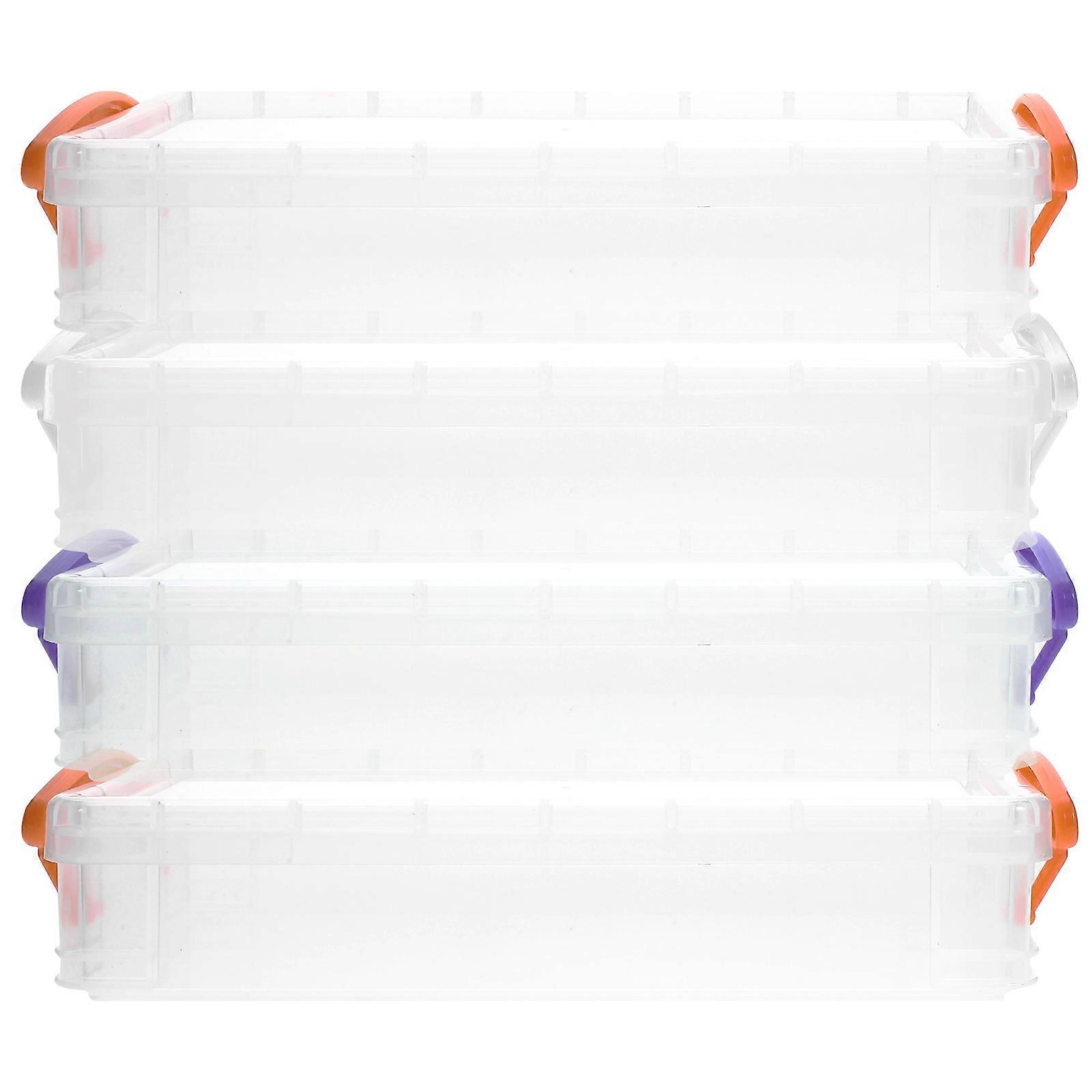 Large Capacity Pencil Box Clear Plastic School Supplies Rectangular Workers 4Pcs