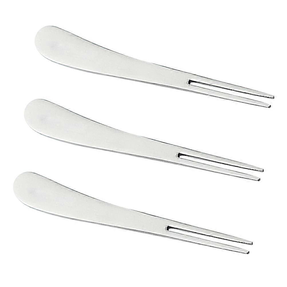 Party Food Picks Stainless Steel Fruit Fork Simple Mini For Home Use 12 X 1.6 X 0.5 Cm Silver 3Pcs