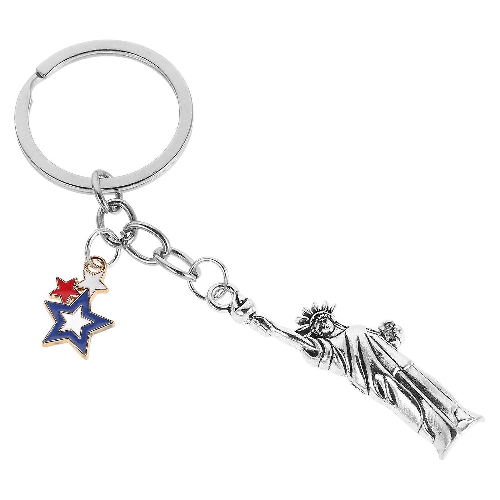 Decorative Keychain Patriotic Keyring For Collectors Multi Color Metal Patriotic Design Statue Of Liberty Backpack Pendant 1Pcs