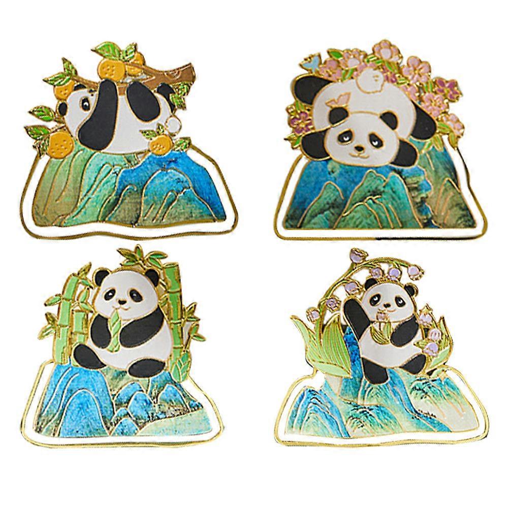 Creative Metal Bookmarks Panda Shaped Material For Students 4Pcs