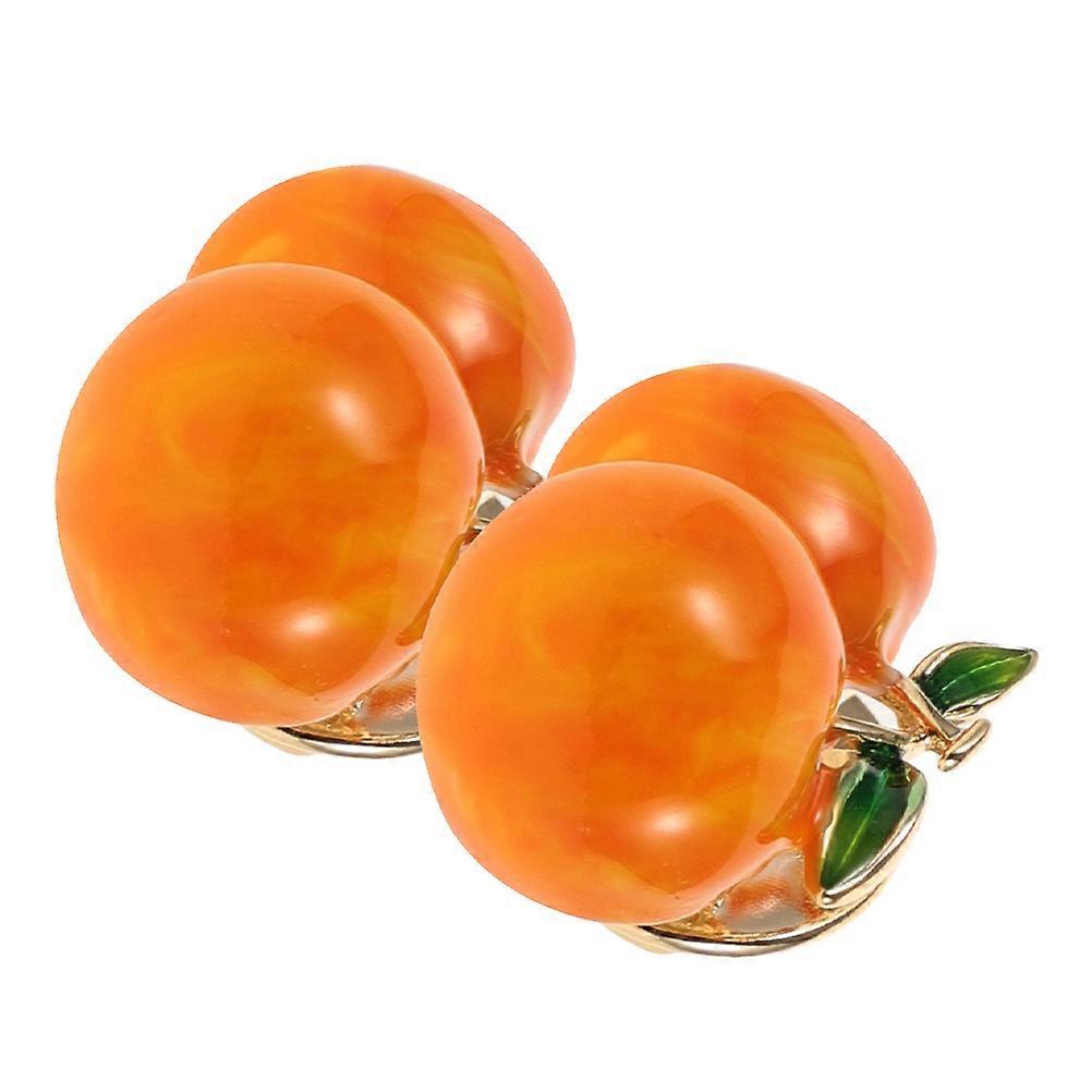 Cute Cartoon Yellow Peach Brooch Pins, 2PCS Chinese Style Lapel Pins for Summer Outfits, Secure Attachment for Holidays and Parties