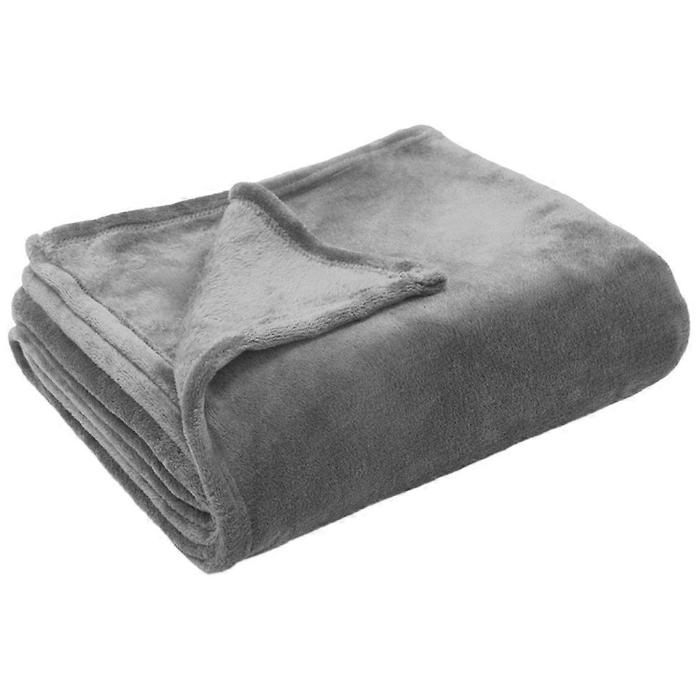 Soft Flannel Fleece Throw Blanket – Warm & Cozy for Bed or Couch – Machine Washable Grey Cover