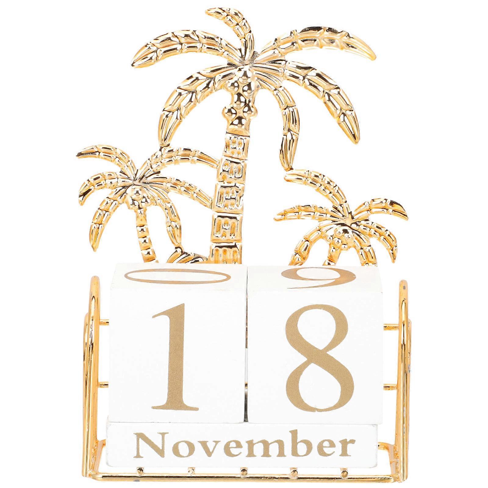 Wooden Calendar Desktop Calendar for Decoration Use with Golden Color