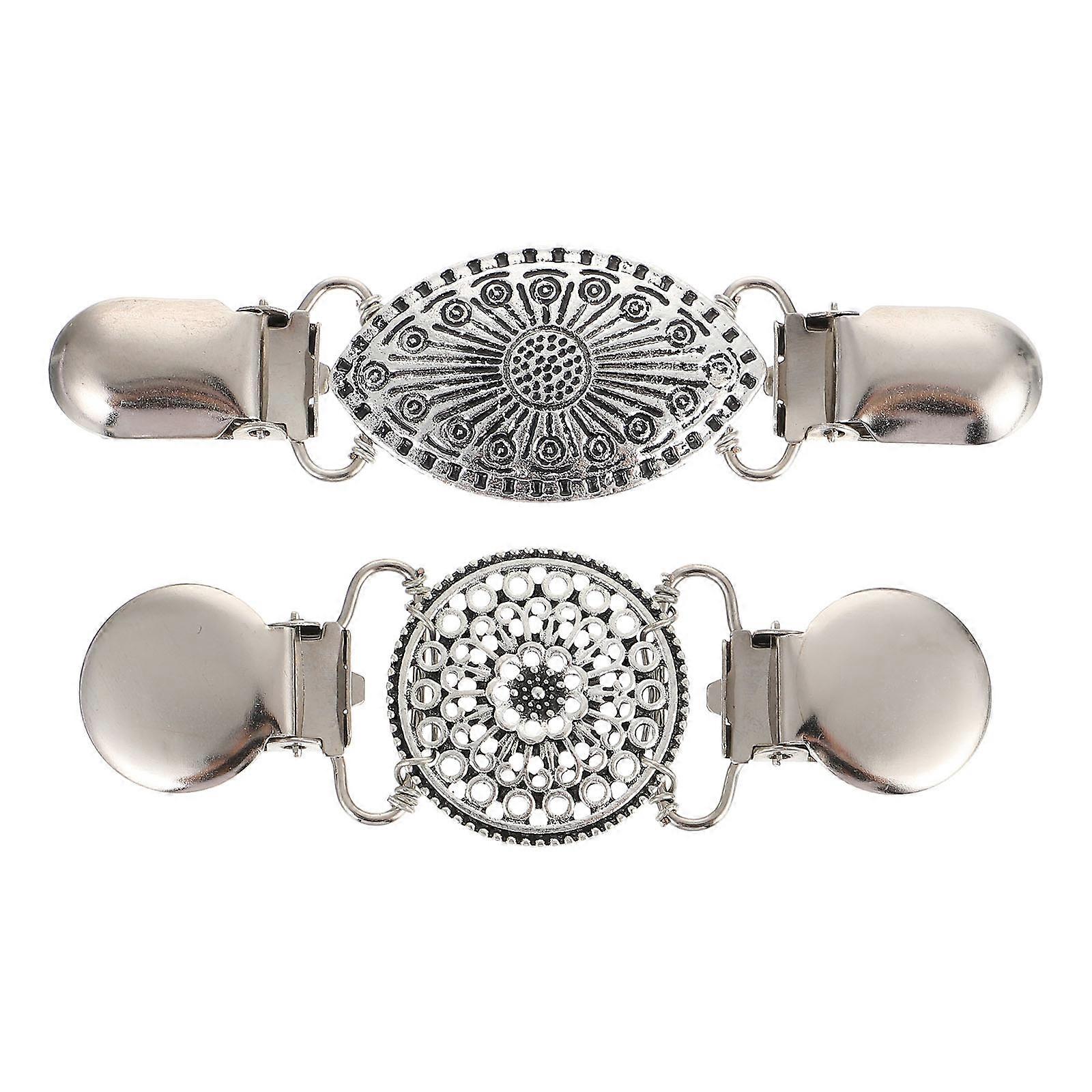 Metal Cardigan Clip Anti Rust Sturdy Not Easy to Deform Not Easy to Break Not Easy to Fade Easy to Clip Clothes Protection 2Pcs