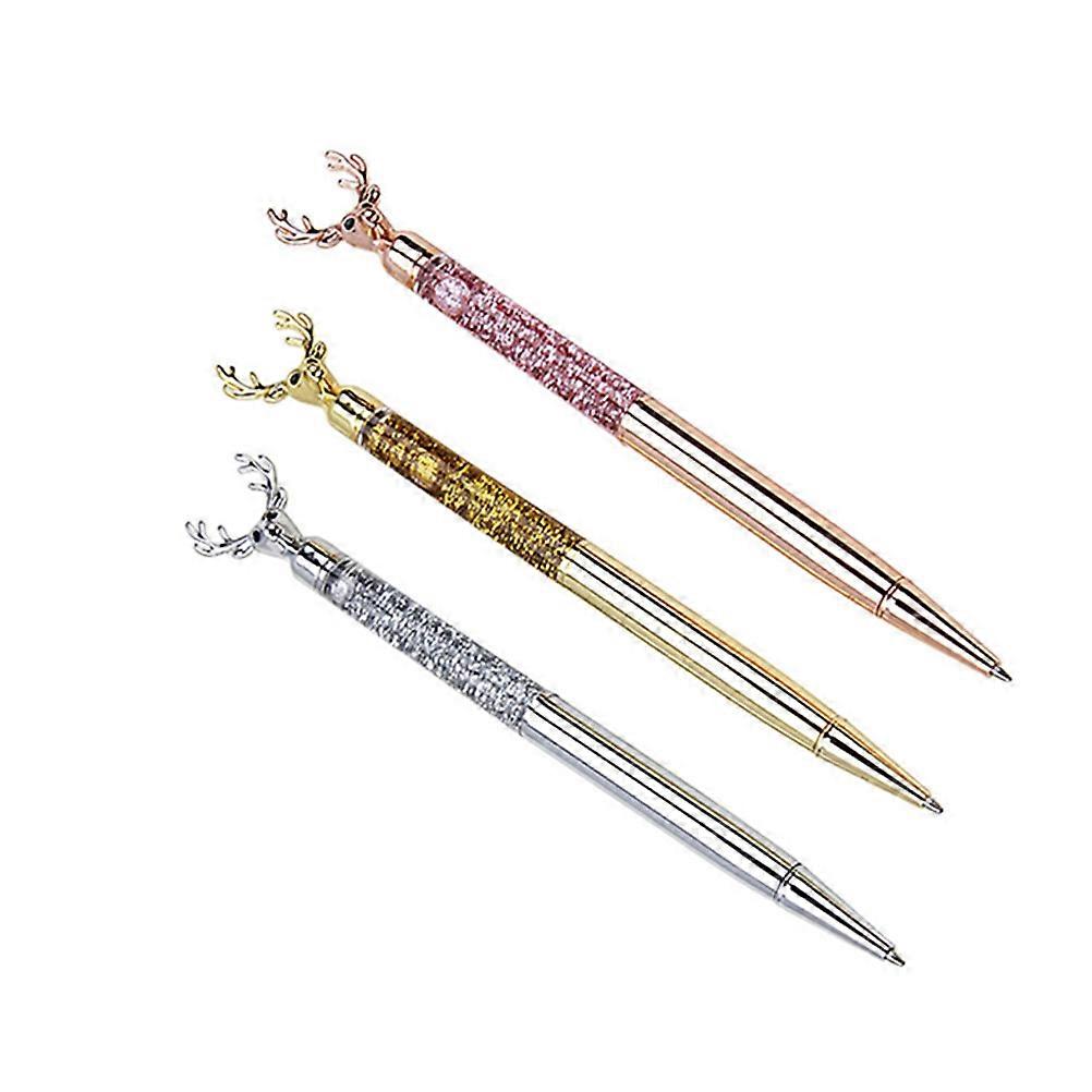 قرطاسية الطالب الرنة شكل معدن القلم عيد الميلاد الاطفال لعب ارتداء مقاومة ذهبي 3 قطع