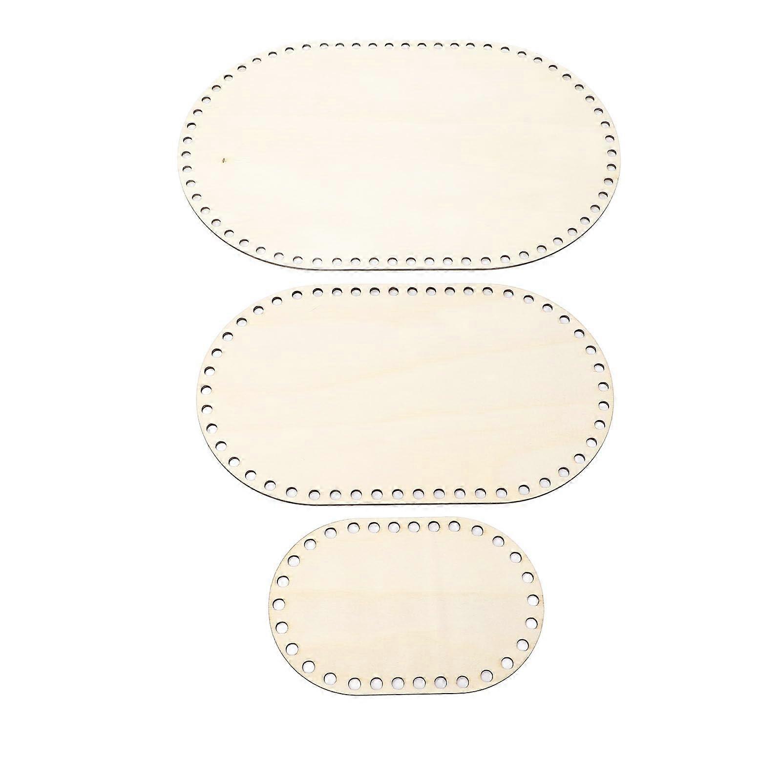 3 Pieces Wooden Basket Floor, Heavy Duty Blank Solid Oval Crochet Basket Base, DIY Basket Weaving, Crochet Accessories for Knitting, Weaving