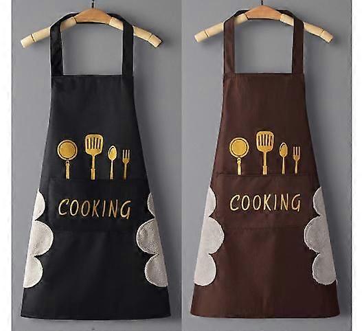 2 قطعة ساحة مطبخ مقاومة للماء: مادة PVC مقاومة للزيت مع جيوب عميقة - ساحة خصر بتغطية كاملة للطبخ والخبز وغسل الصحون