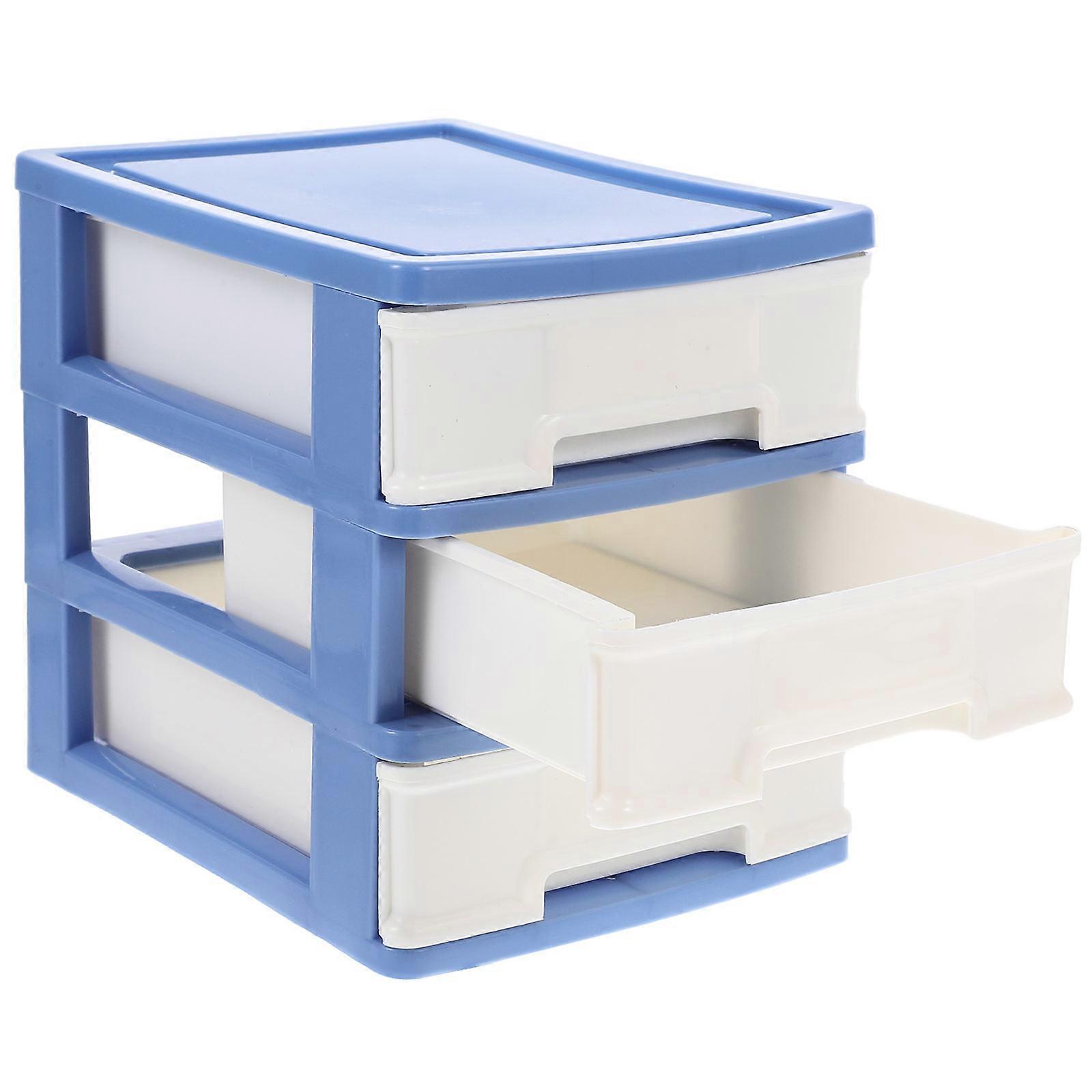 Desktop Storage Unit File Box Drawer Document Organizer Home Organization Dark Blue Rectangular Dust-Proof 1Pack