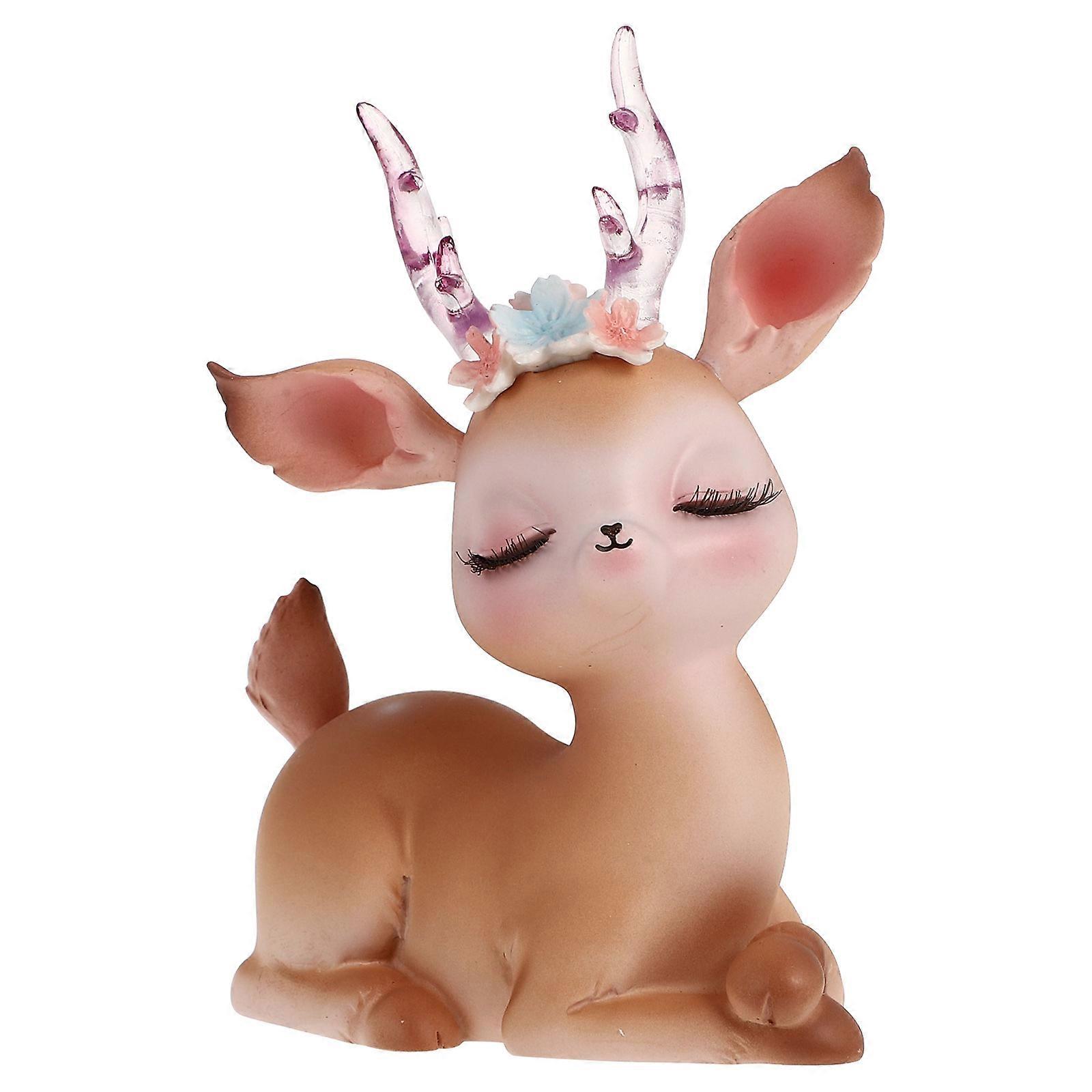 Resin Reindeer Deer Figurine Home Supply Deer Shape 8X5CM Light Brown present 1Pack