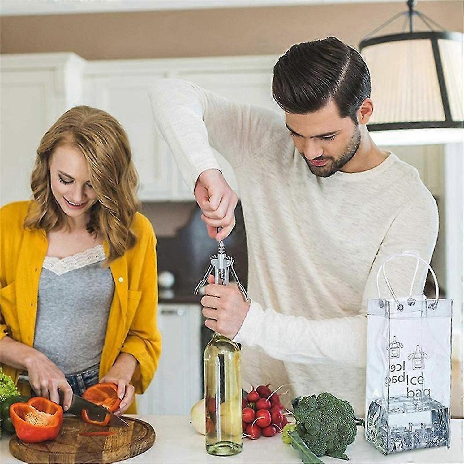 Ice Wine Bag Portable Collapsible Clear Wine Pouch Cooler with Handle for Party,Outdoor,Champagne,Co