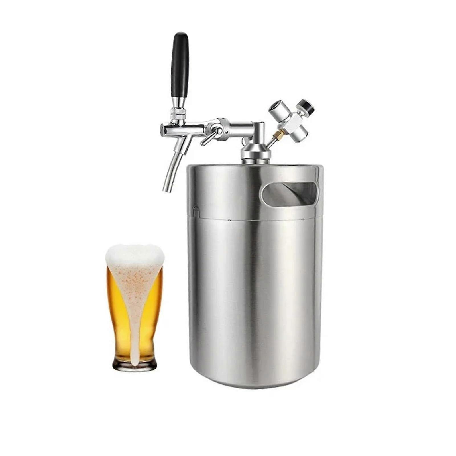 Mini Keg Growler Set 5 Liter Bierfass mit einstellbarem Zapfhahn, 60 PSI CO2-Ladegerät, Heimbrauanlage