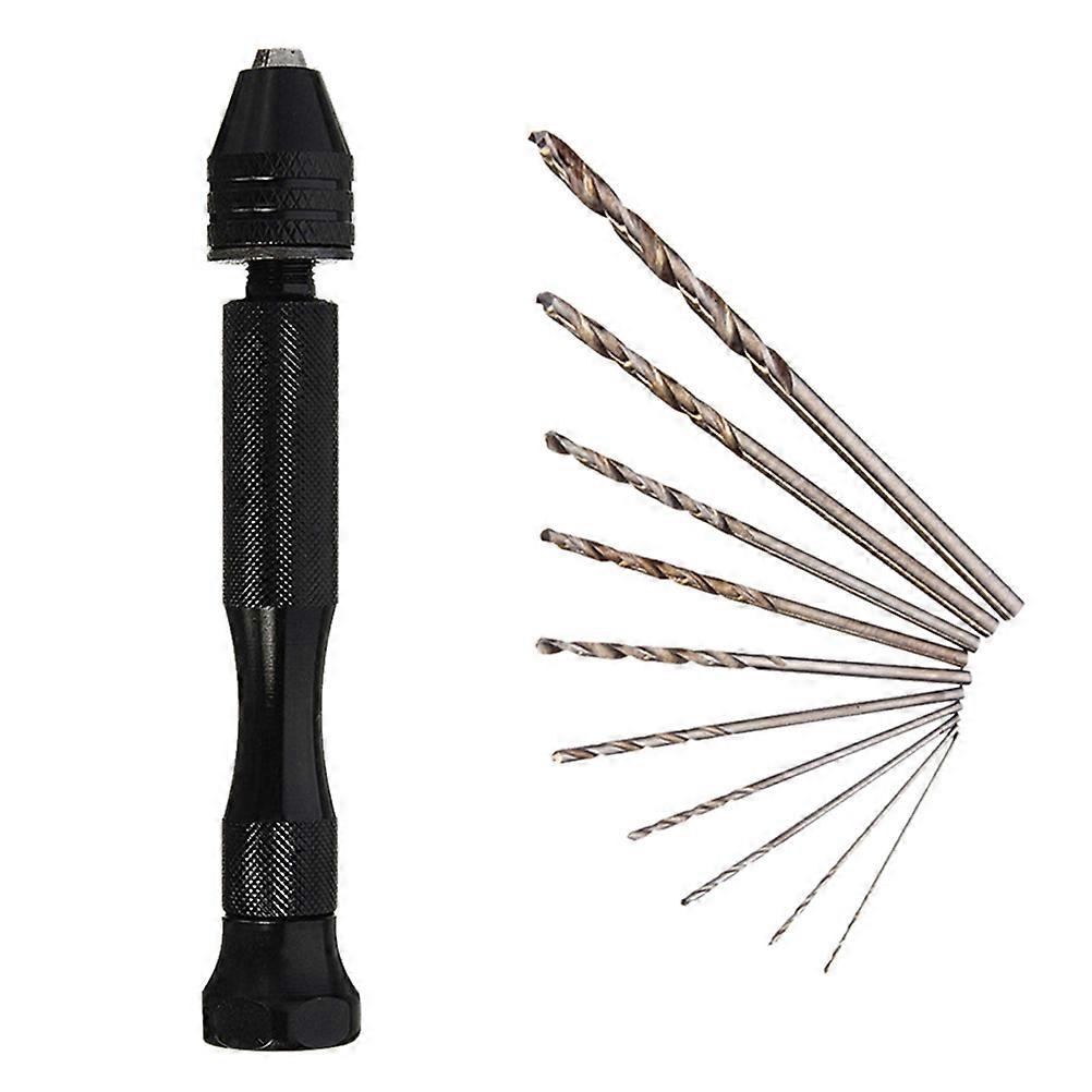 Hobby Hand Drill Professional Black Compact Tool With 10Pcs Drills For Diy Projects And Craft Making