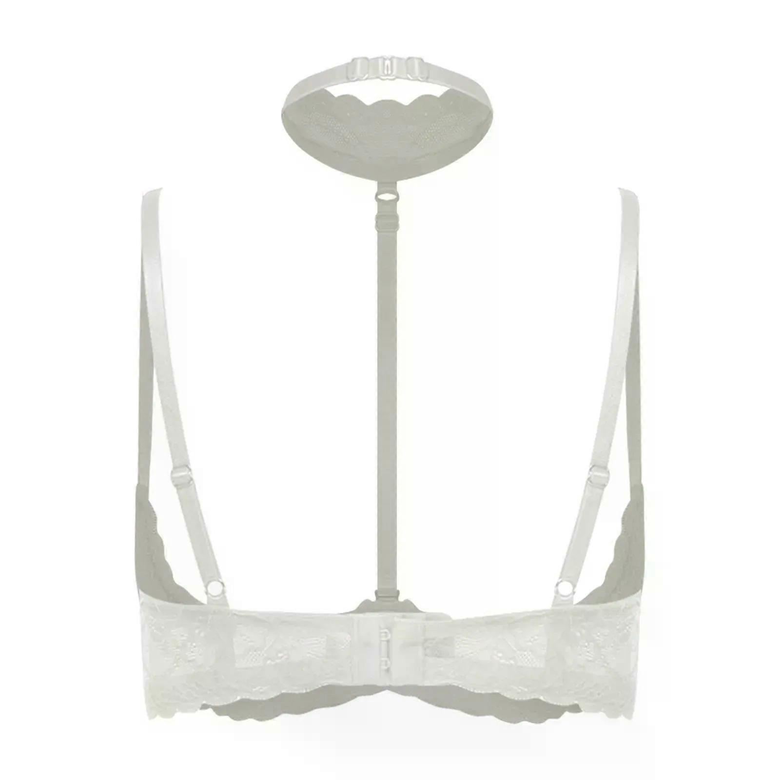 Femei Sexy Cupă Deschisă Dantelă Căptușit Sutien Push Up Cu Sârmă Halter Piept Bralette Bralette Balcoane Exotic Lenjerie Îmbrăcăminte de noapte Îmbrăcăminte de club