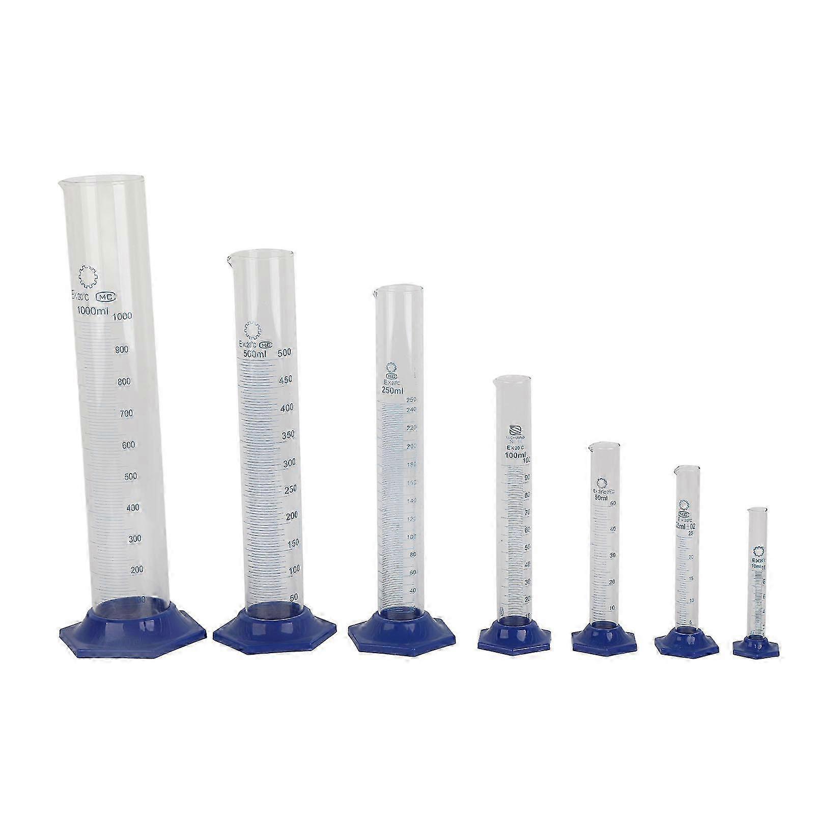 7PCS Measuring Cylinder Borosilicate Glass Graduated Laboratory Utensils