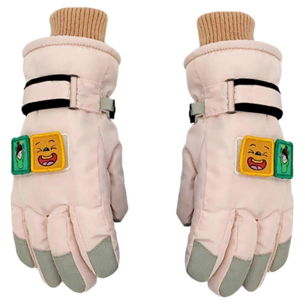 Winter Waterproof Snow Ski Gloves for Girls, Warm Snowboard Gloves for Children