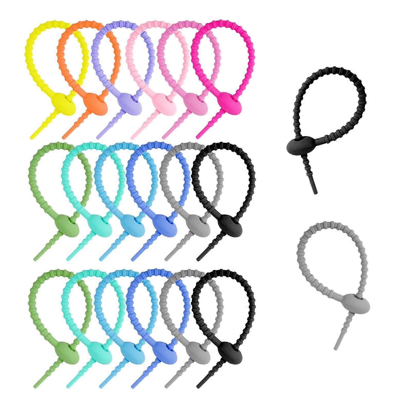Pack of 10/20/50 Silicone Reusable Twist Tie Wire Cord Cable Flexible Fasteners for Organization and Projects, 20 Pieces