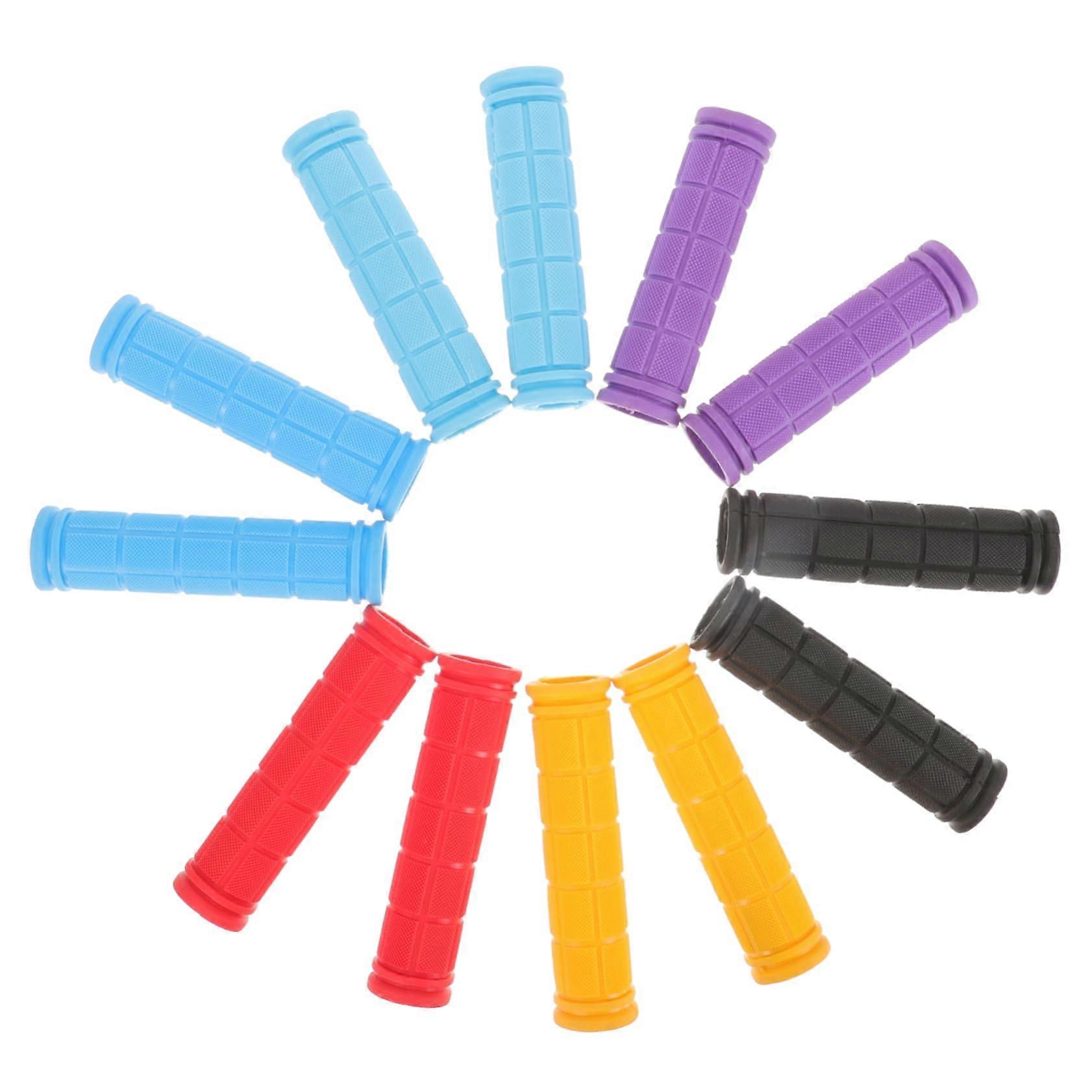 Handlebar Grips 6 Pairs Colorful Non Slip Rubber Wide Fits Most Bicycles Universal Fit