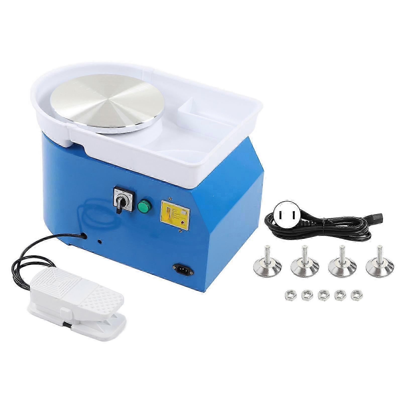 Electric Pottery Wheel Machine 250w Sky Blue Low Noise Variable Speed Brushless Compact Kids Pottery Machine Us Plug