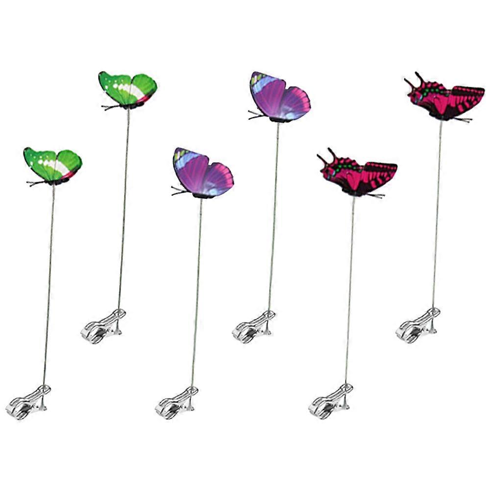 Durable Decorative Butterfly Clips for Garden, PVC Lawn Ornaments, Eye Catching Outdoor Decor for Planting Spaces and Crafts, 6pcs Set in Green and