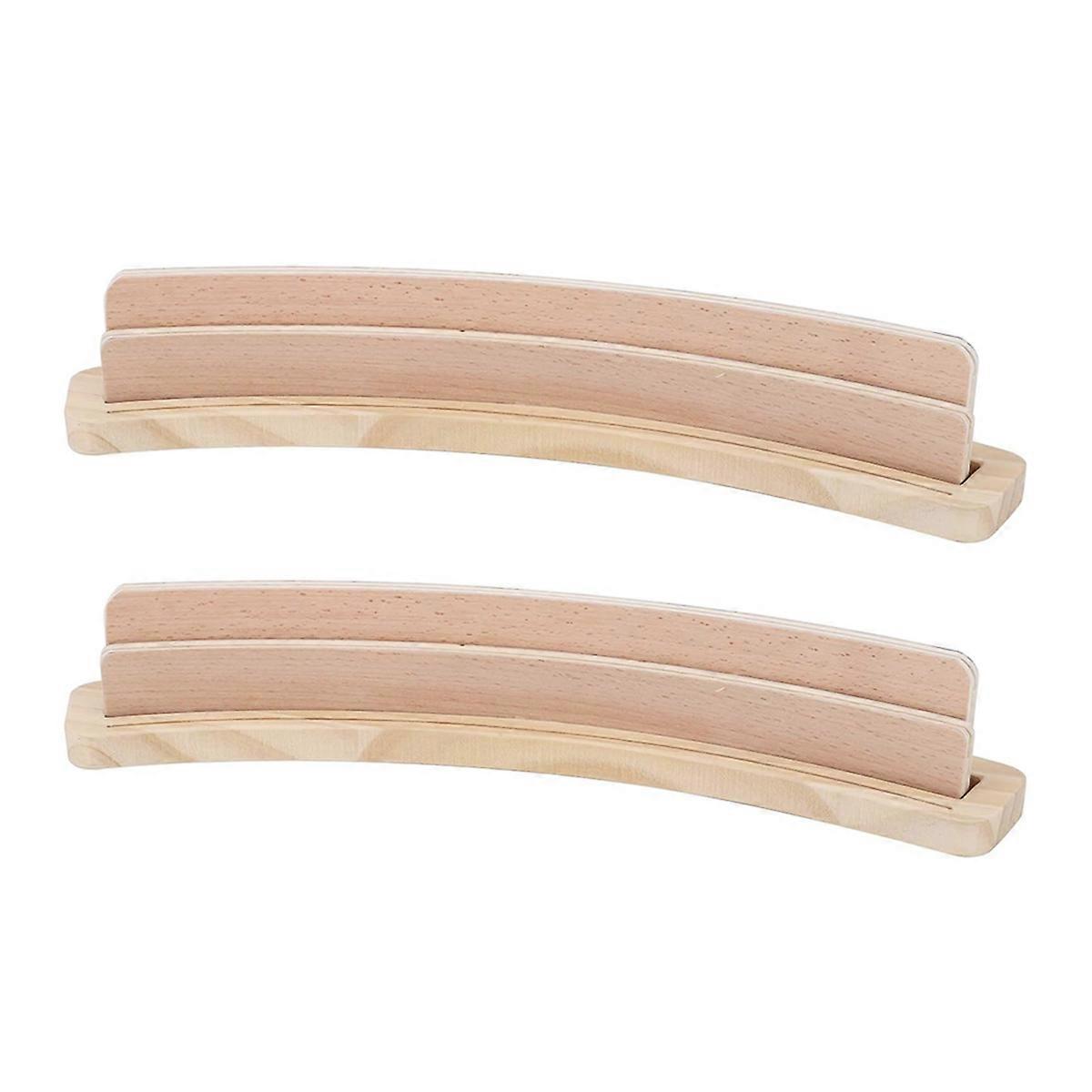 2set Curved Wooden Playing Cards Holder Tray Rack Organizer Solid Card Holder for Bridge Canasta Strategy Card Playing