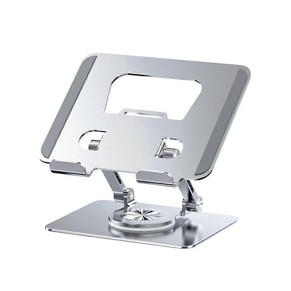 Universal Laptop Stand with 360° Rotating Base, Adjustable Height Multi-Angle, Foldable Mounted Reading Bookshelf Silver