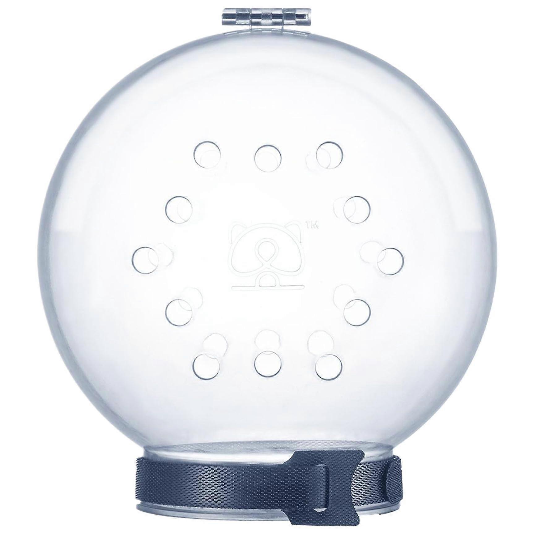 Round breathable transparent PET cat muzzle with fastening strap, antilick antibite head cover.