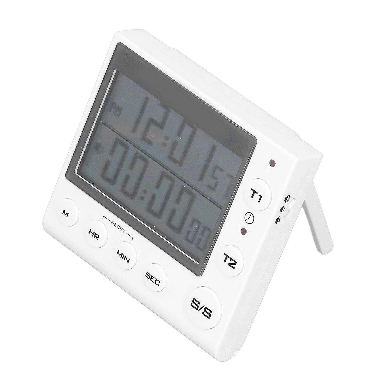Mini Digital Timer Clock Count Down Up Multifunctional Time Manager Adjustable Volume White for Cooking Study Exercise