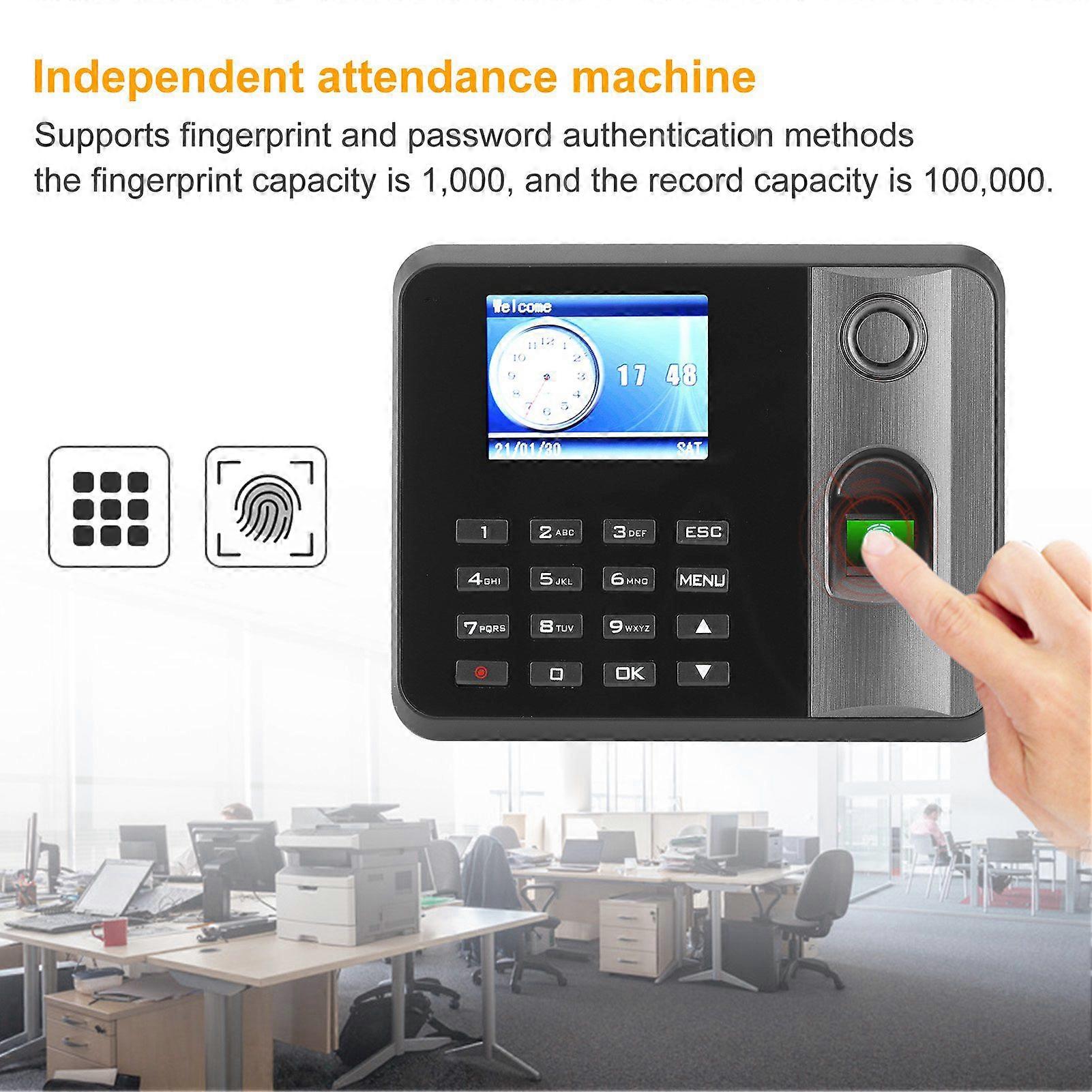 2.8in Color Screen Time Clock Fingerprint Password Independent Employee CheckingIn Attendance Machine 110270V