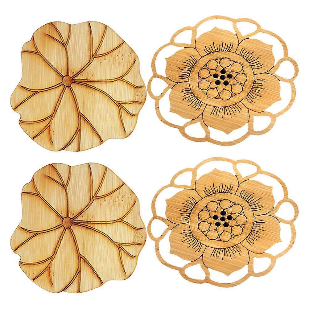 Bamboo Coasters Zen Style Insulate For Coffee Table 8x8cm Light Brown 4Pcs