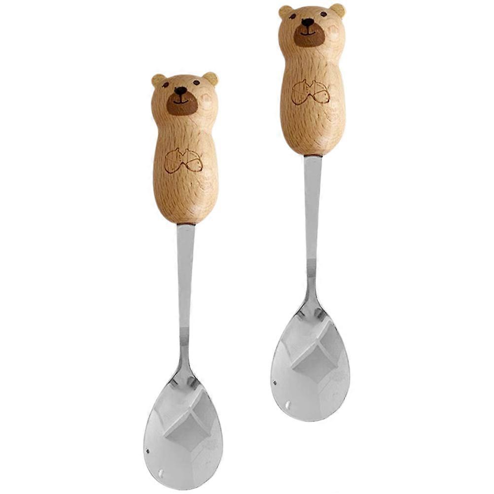 Dessert Spoon Coffee Spoon Stainless Steel Mixing Kitchen Tools 2Pcs