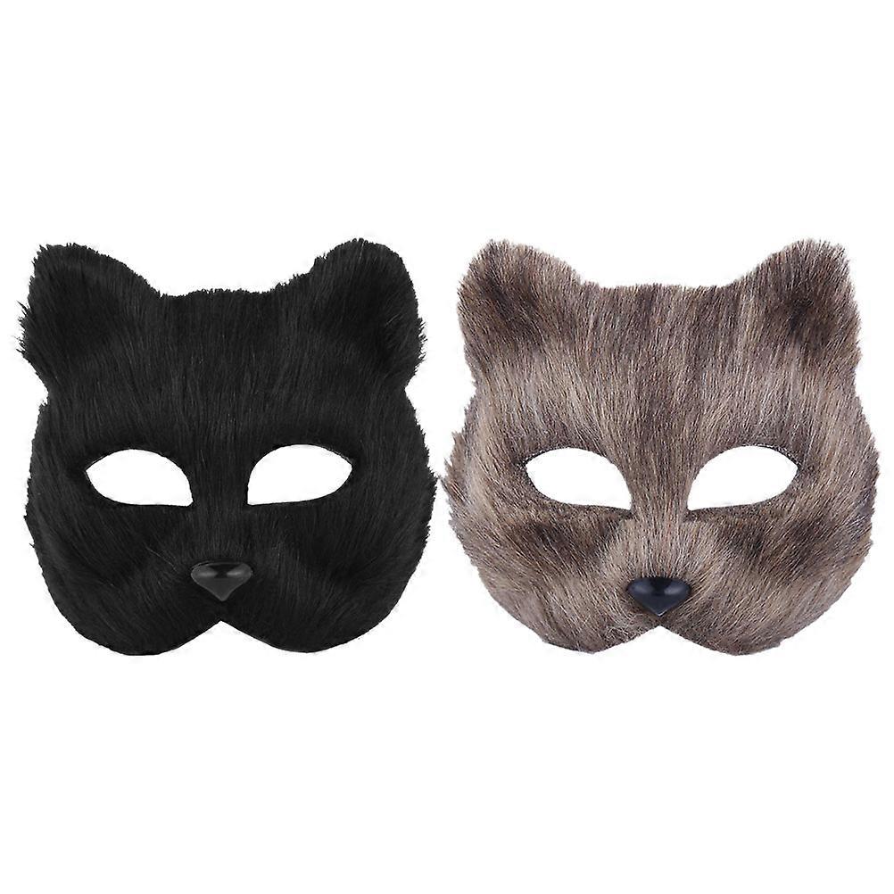 Animal Mask Fox Face Mask Halloween Masquerades Plastic Material 2Pcs