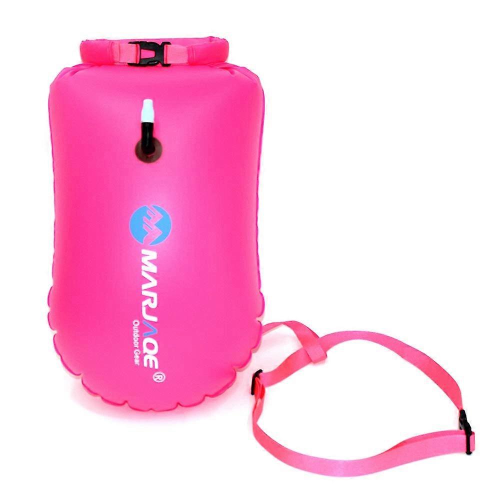 Swimming Buoy for Open Water Safety, Inflatable Swim Bubble for Triathletes, Rose Red, Lightweight and Durable