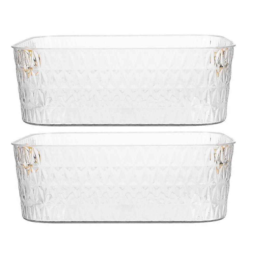 Countertop Cosmetics Holder Bathroom Organizer Ample Capacity Plastic Rectangular 2Pcs