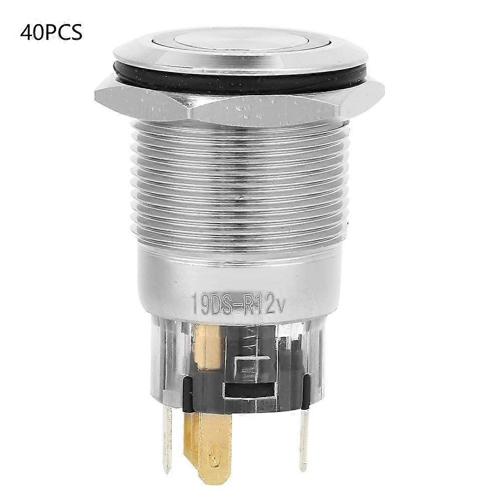 40Pcs Self locking Type Flat Ring Head with Light Nickel Plated Brass Button Switch(red)