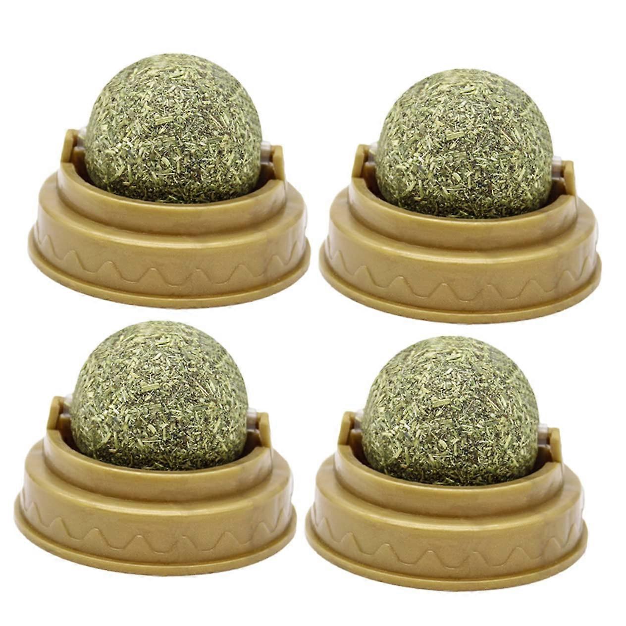 Digestive Promoters for Cats - Pack of 4 Catnip Puzzle Balls, Mint Flavor Lickable Treats for Indoor Cats