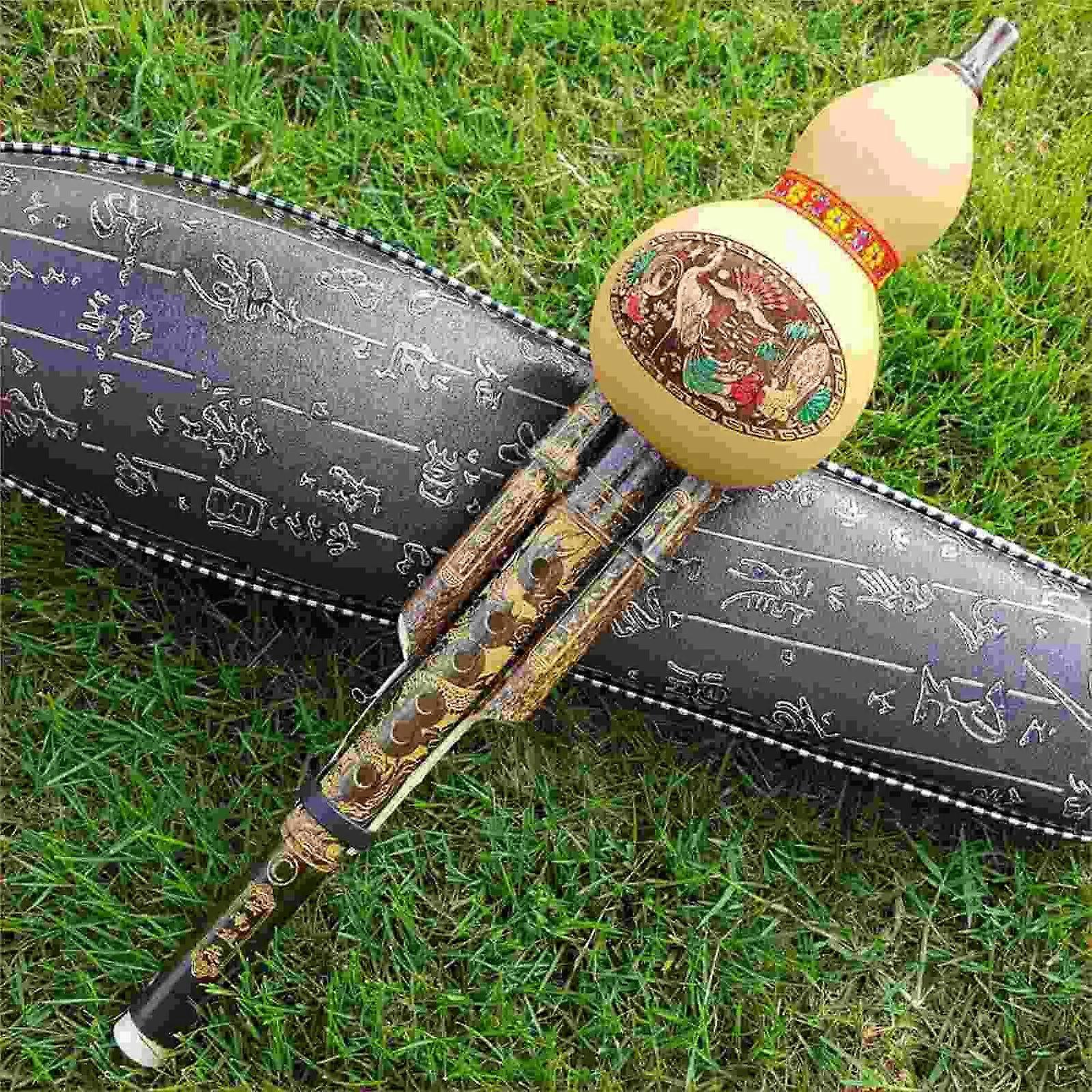 Chinese Handmade Hulusi Pumpkin Gourd Flute Ethnic Musical Instrument C Key Bb Tone for Beginner Music Lovers C Key B Key