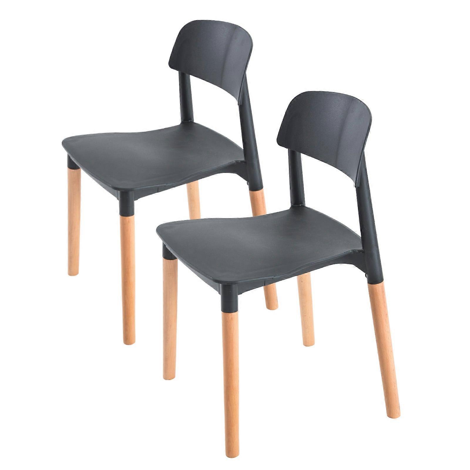 2X Retro Belloch Stackable Dining Cafe Chair Black Dining Chairs