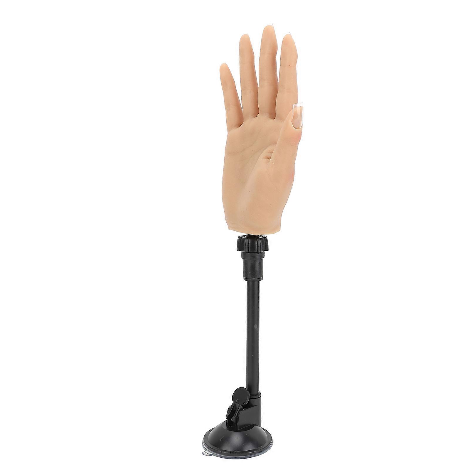 Nail Training Practice Hand Professional Bendable Silicone Female Mannequin Hand with Suction Stand Right Hand