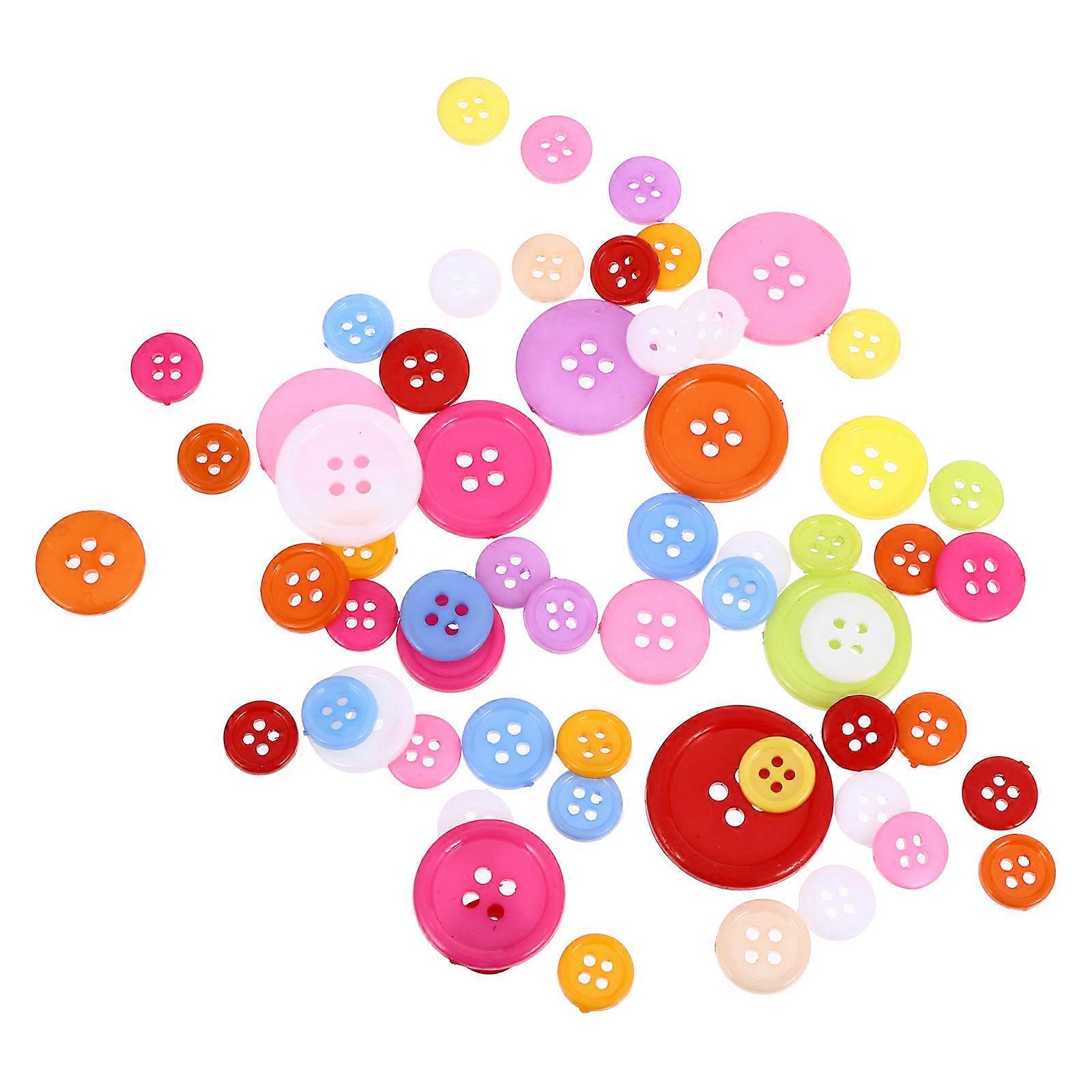 Colorful Resin Buttons for DIY Use Assorted Color Classic Round Shape with Four Holes 200pcs
