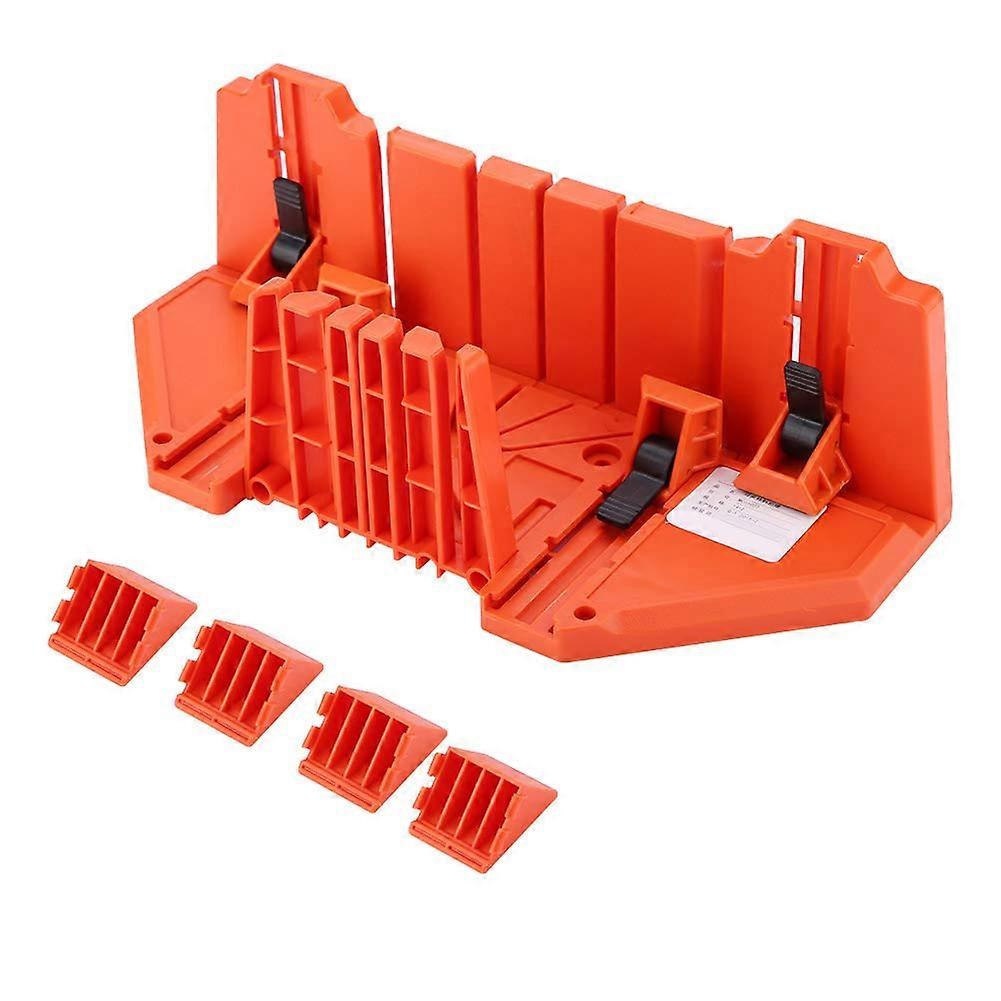 14' Plastic Miter Box MultiFunction Cabinet for 0/22.5/45/90° Wood Sawing, Compatible with Reciprocating Saws and Ensures Accurate Cuts.