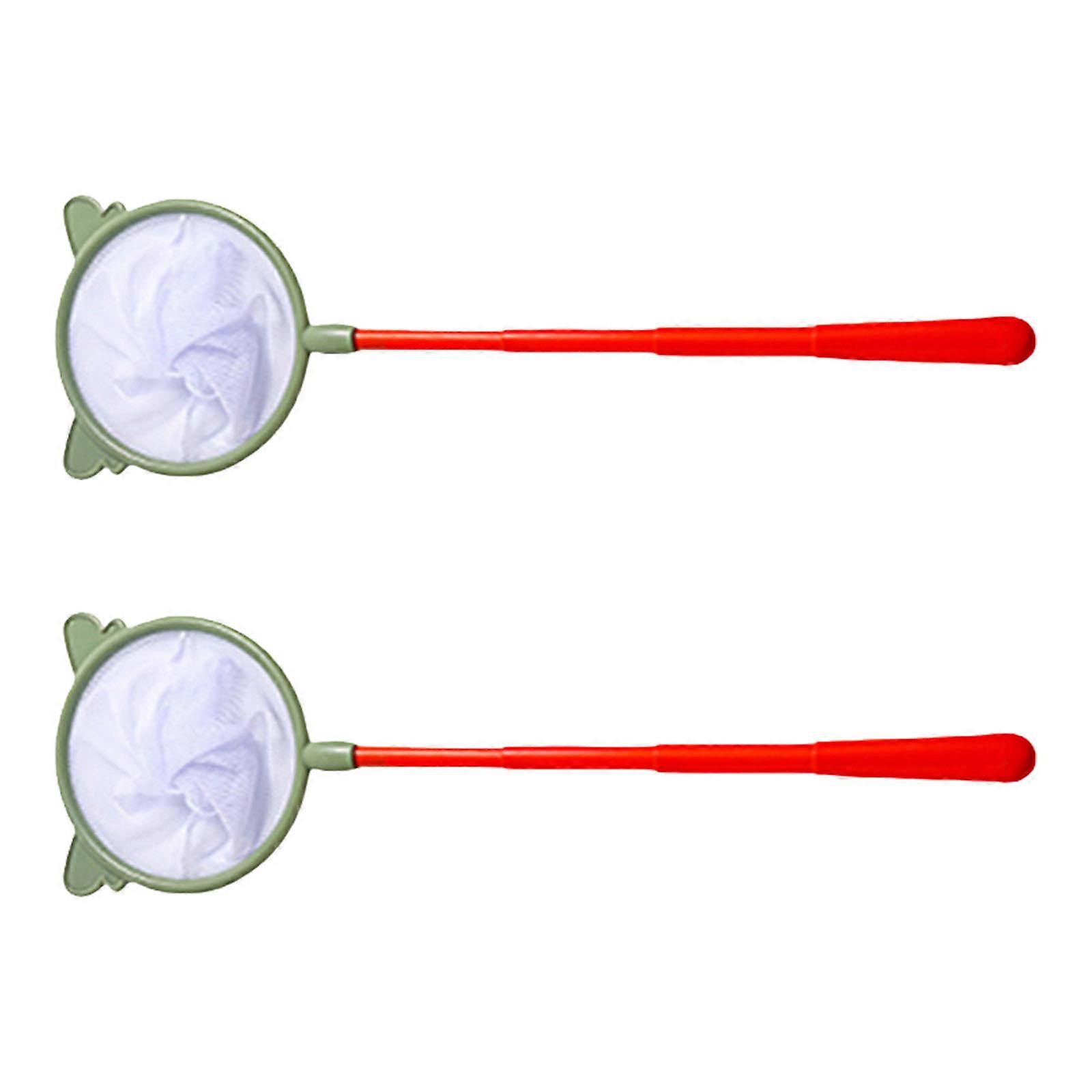 2Pcs Portable Fishing Net Small Retractable Long Handle Dip Net Aquariums Fish Tanks Shrimp Net Pool Cleaning Tool Multicolor
