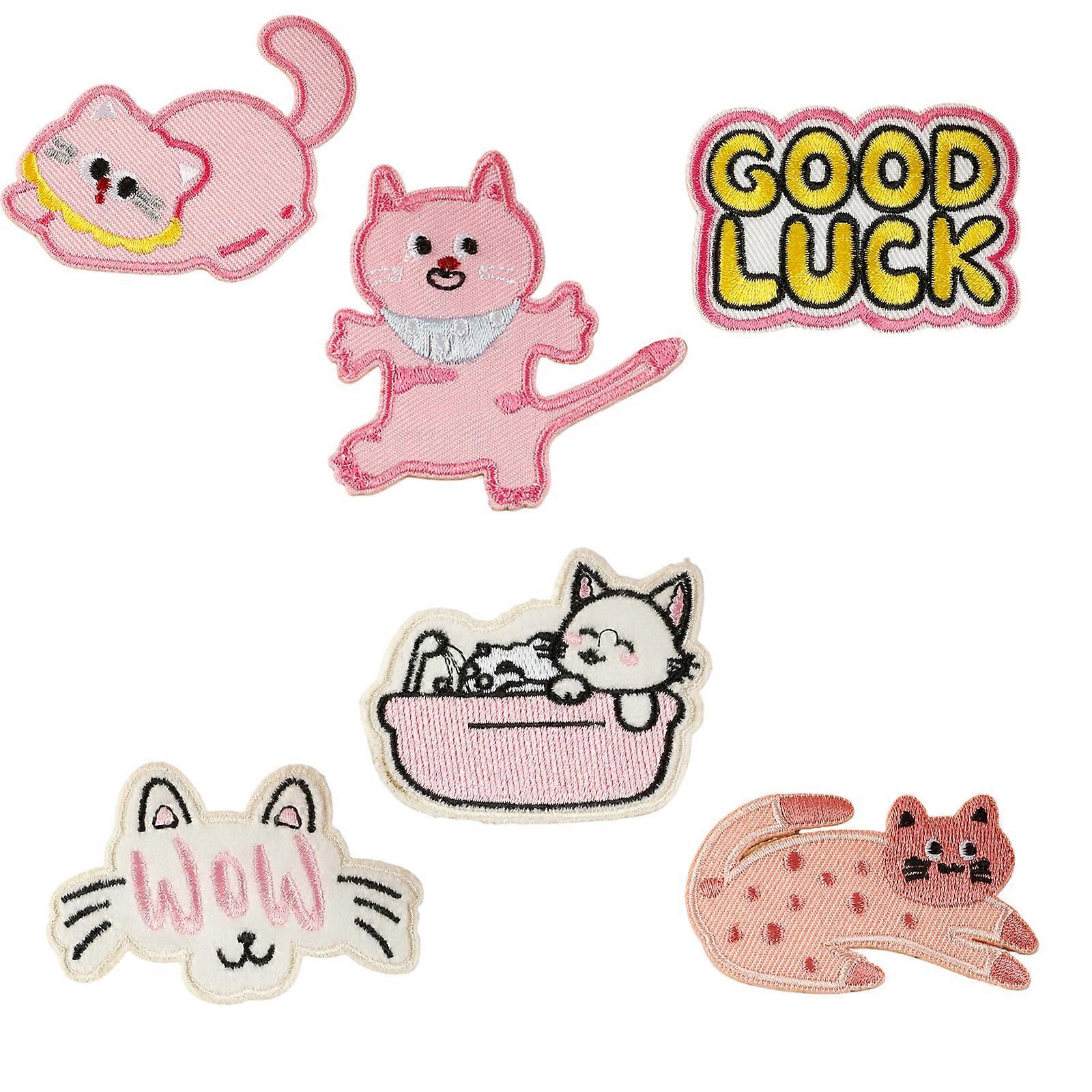 6 Pcs Cartoon Cats Applique Patches Lovely Kitten Iron On Patches Embroidered Patches Repair Patches Sew On Patches Multicolor
