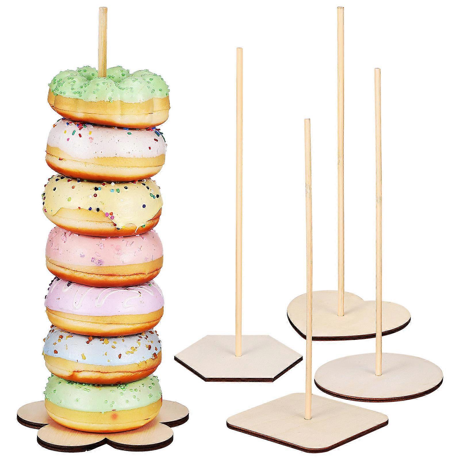 Donut Stands Dessert Display Birthday Party Assorted Color Heart Shape 5Pcs