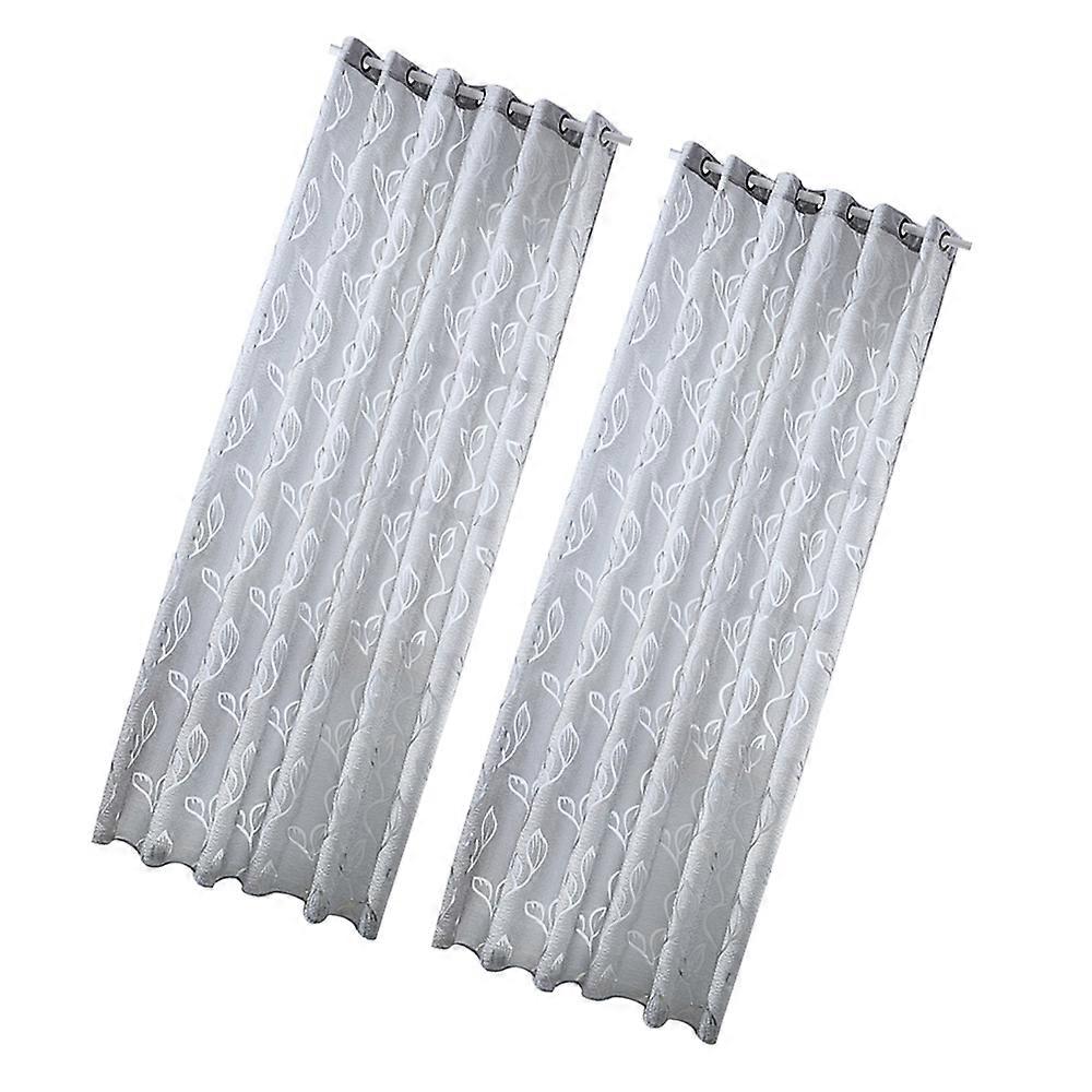 Window Gauze Rectangular Single Side Polyester Grey 100x250cm 2Set
