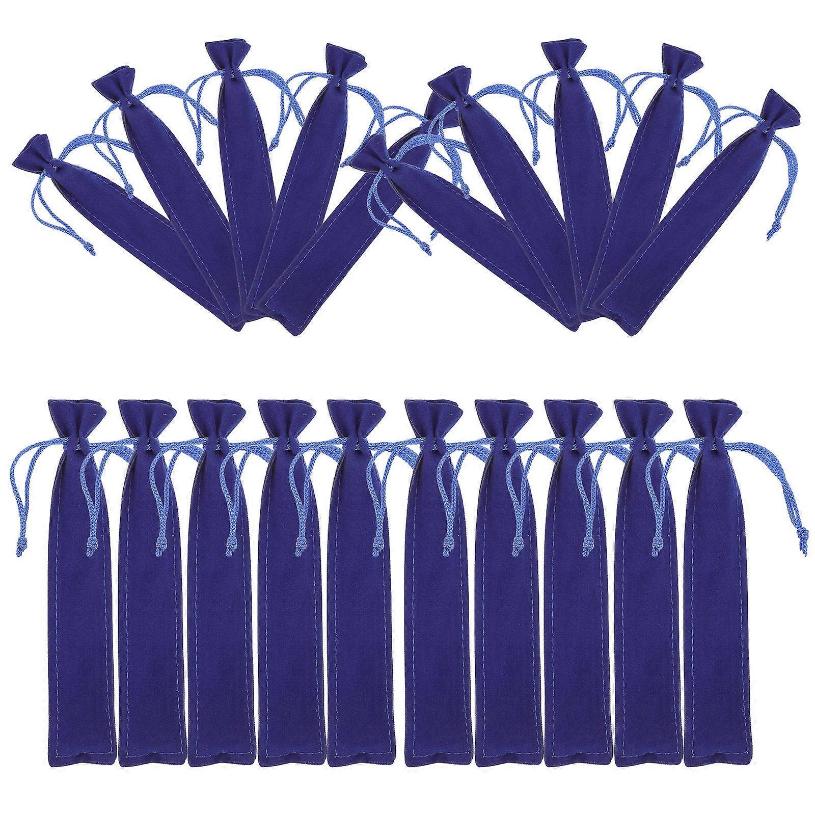 Pencil Case Holder Blue Flannel Drawstring Design 25Pcs For Home Office School Students Office Workers