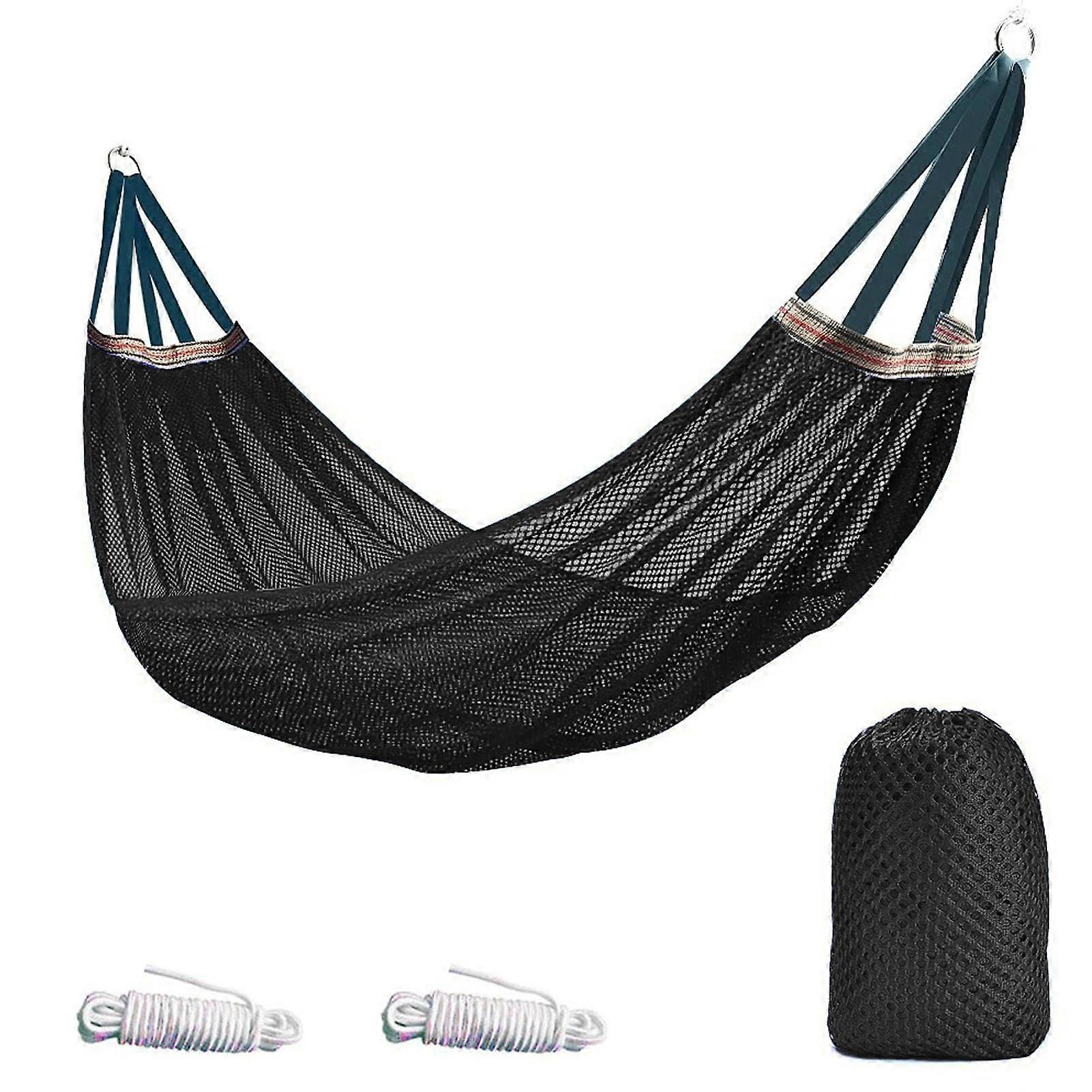 Hammock Balcony Portable Camping Hammocks for Outdoor Relaxation Hammock Campground Polyester Portable Hammock Nylon Net, Black