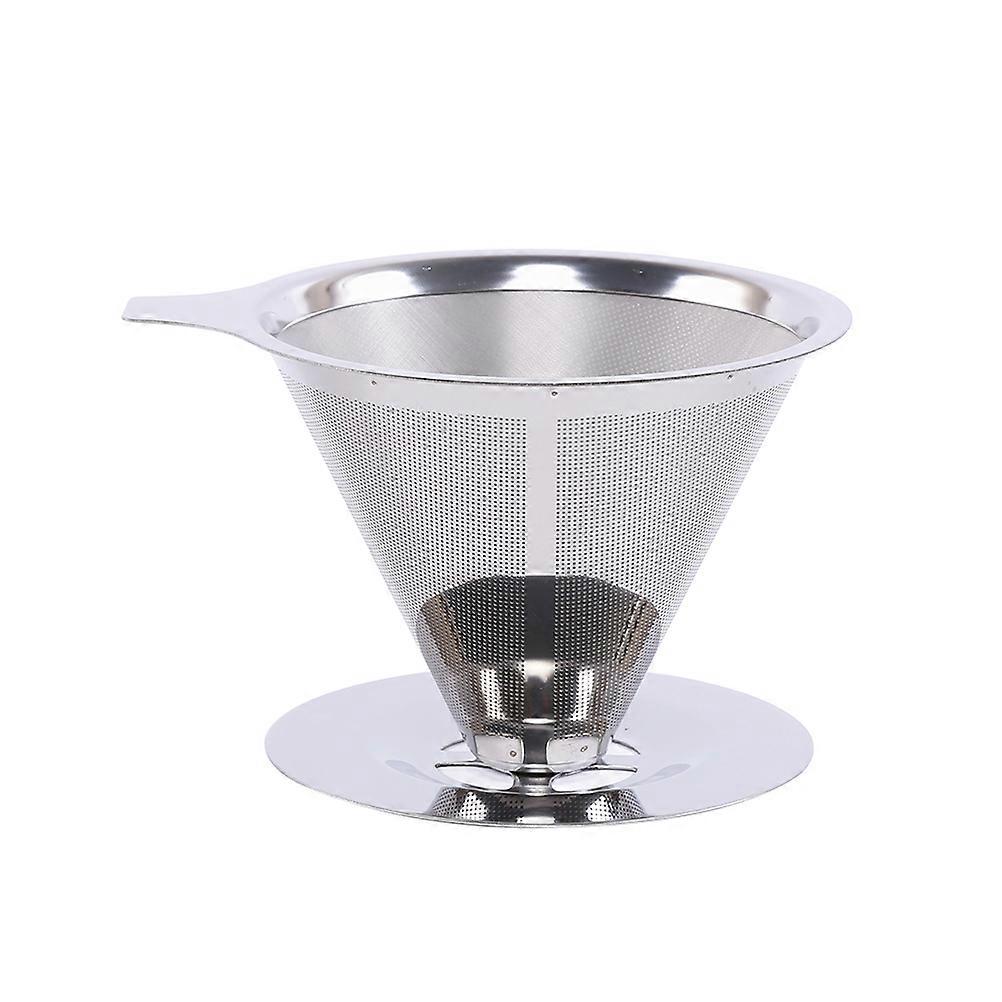 Reusable Coffee Filters Cone Shaped Dual Layer Stainless Steel For Coffee Brewing 125mm Silver 1Set